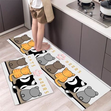 Lot De 2 Tapis Cuisine Antiderapant 4060Cm+40120Cm, Imprime Chaton Lavable Tapis De Cuisine (1/4)