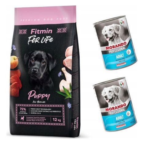 Fitmin For Life Puppy toutes races 12 kg + 2 boîtes de Morando GRATUITES