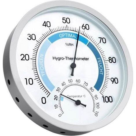 Thermometre Hygrometre Analogique - 0 °C à 40 °C - 0 % à 100 % HR - Grand Cadran Facile à Lire - Pour Cave à Vin, Serre, Chambre Enfant - 1 Pièce (1/5)