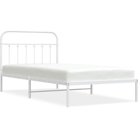 Maison Exclusive - Bettgestell mit Kopfteil Metall Weiß 100x200 c (1/5)