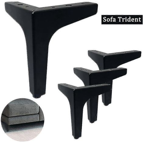1/4 d'un pied de canapé de 10/15/17 cm, pied de meuble triangulaire moderne en métal en forme de losange, noir, 17 cm. (1/4)