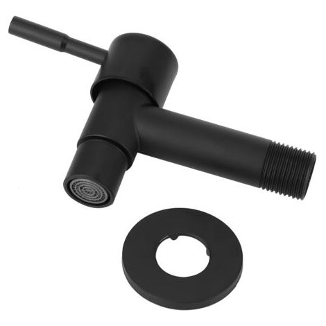 Robinet Robinet d'eau, Salle De Bains en Acier Inoxydable Noir Rapide Unique Froid Robinet Vadrouille Piscine Robinet d'eau Filetage Mâle G1/2in(Faucet) (1/5)