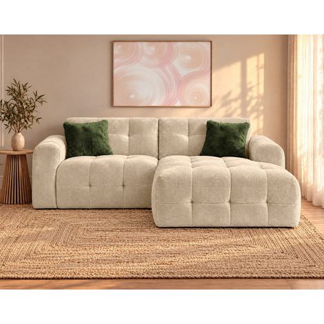 Diane - canapé d'angle droit 4 places en velours texturé - beige (1/5)