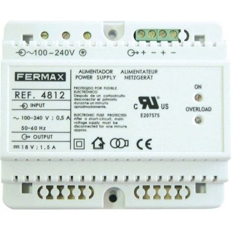 Alimentatore DIN6 18VDC / 1,5A. FERMAX 4812