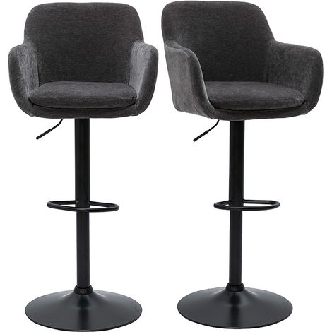 Barhocker höhenverstellbar Stoff mit Samteffekt dunkelgrau (2er-Set) AMIKA