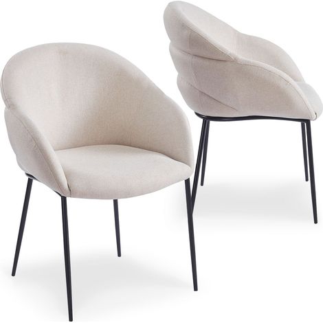 Lot de 2 chaises design enveloppant Ingrid Tissu beige