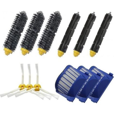 Set bestehend aus 1 Paar Extraktionsbürsten + 3 Filterabdeckungen + 3 Seitenbürsten für iRobot Roomba 600 Serie (595 620 630 650 660)