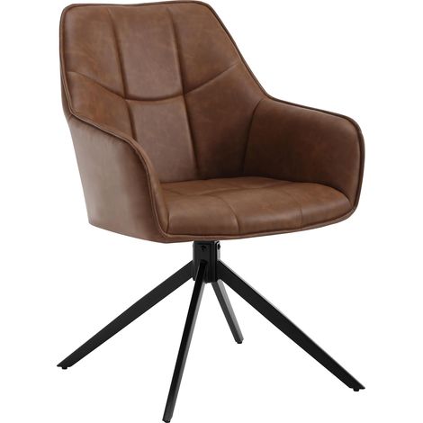 WOLTU Set di 1 sedie da pranzo con Gambe in Metallo.Schienale e Seduta Girevole.in PU Vintage Marrone Chiaro