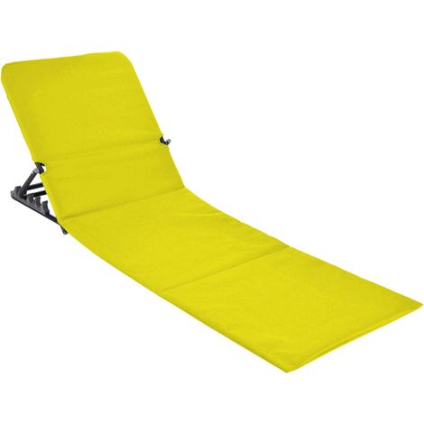 Strandmatte klappbar mit verstellbarer Rückenlehne - gelb - Liegematte faltbar mit Tragegurt - Sonnenliege Gartenliege Sonnenmatte Liegematte für Garten Camping Picknick Reise Urlaub