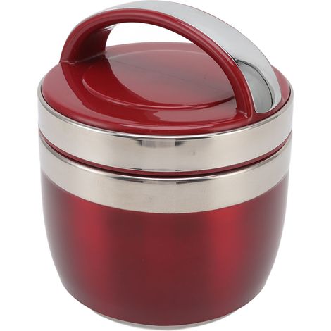 Boîte à lunch isotherme 1,5 L en acier inoxydable 304, contenant alimentaire portable de type bento, idéale pour les étudiants et les employés de bureau (rouge). (1/5)