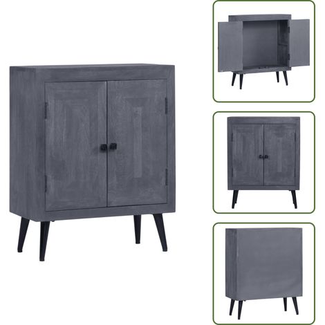 Sideboard Massivholz Mango 60x30x76 cm - Mangoholz Sideboard - Holzschränkchen - Wohnzimmermöbel - Vintage Sideboard - Industrieller Stil (1/5)