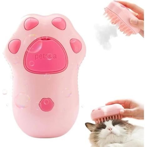 Brosse Chien Chat à Vapeur, 3 en 1 Cat Steamy Brosse, Steamer Brush pour Massage, Brosse à Vapeur Auto Nettoyante (1/4)
