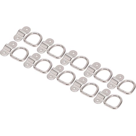 Anneaux d'ancrage 10 pièces, multifonction haute résistance, anneaux en D à visser pour fixation sûre, transport sécurisé, couleur argent. (1/5)