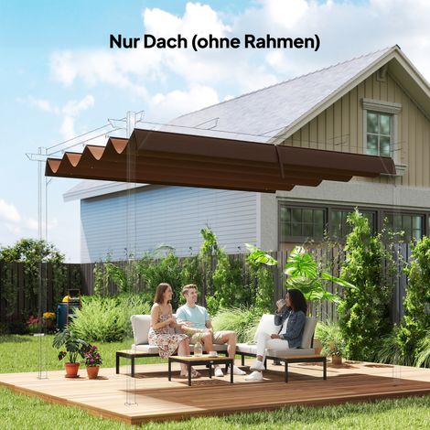 Toiture de remplacement pour pavillon de jardin de 2.85 x 2 m. extensible. montage facile. polyester. couleur café