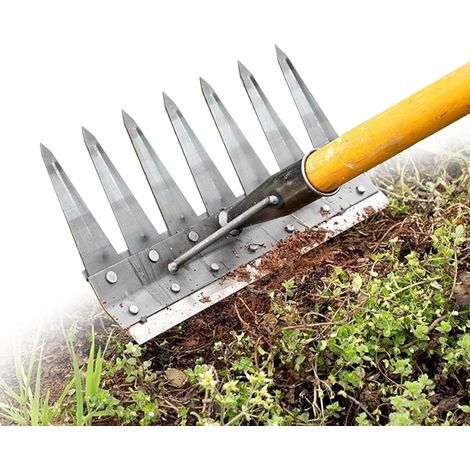7-Tooth Carbon Steel Weeding Rake, Garden Rake, Garden Tool Rake, Detachable Heavy-Duty Double-Sided Metal Garden Rake for Backyard Farm (1/5)