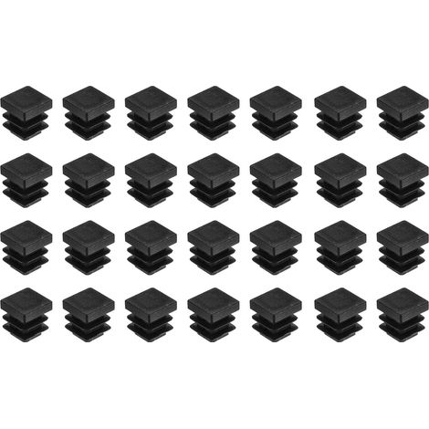 28 Pièces Bouchons Carrés en Plastique, 13mm x 13mm x 14mm Hauteur pour 9-11mm Tuyau Pied de Chaise Bouchons Embouts Carrés d'extrémité de Protection en PE pour Tables, Noir (1/5)