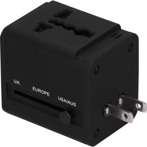 Adaptateur de voyage universel, convertisseur de puissance intelligent, prise CN, port USB, noir (1/5)