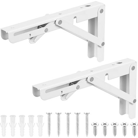 Folding Brackets Folding Bracket Retractable Folding Console Bracket Wall Shelf Bracket Heavy Load Bracket Garage Kitchen Bedroom White (1/5)