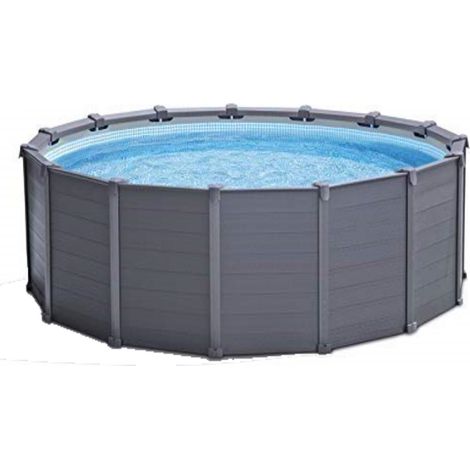 Piscina graphite grey rotonda c/tel. portante c/pompa cm.478x124h. - capacità lt.16805 - peso kg.198,7 (26384)