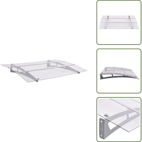 Auvent de porte argenté et transparent 120x90 cm polycarbonate - Auvent De Porte - Abri De Porte - Protection Solaire - Store Extérieur - Ombrage Terrasse (1/5)