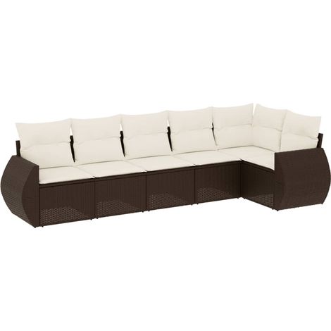 vidaXL Set Divano da Giardino 6 pz con Cuscini Marrone in (1/5)