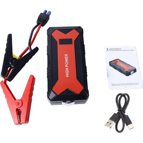 Toivize 800 Avviatore di emergenza portatile per auto con batterie AA, gonfiatore per pneumatici da 150 PSI, batteria da 30000 mAh, display a LED, torcia e caricatore USB, per auto a benzina e diesel  (1/5)