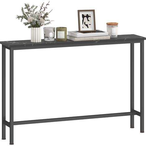 Schmaler Konsolenreceiver mit Marmoroptik-Oberfläche und Metallrahmen, 100 x 20 x 66 cm, Schwarz