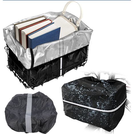 Housse imperméable pour panier de vélo - Linteau de protection avant - Couverture étanche pour sac de voyage et rangement extérieur - Oxford 210D - 42x33x25cm (1/5)