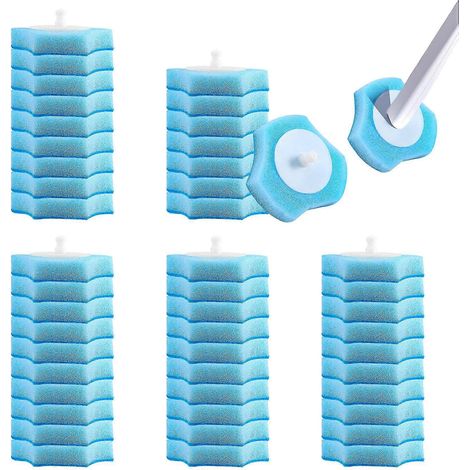 Système de nettoyage de toilettes jetables - Recharges jetables pour toilettes, brosse fraîche - 48 recharges (1/5)