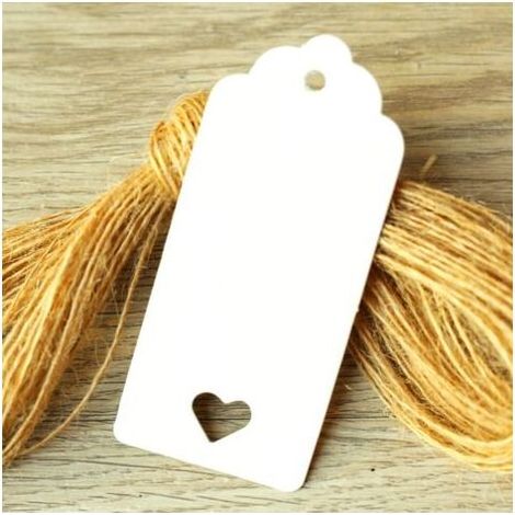 Geschenkanhänger mit Schnur, 100 Stück weiße Papieretiketten in Herzform für Hochzeitsgeschenke, zum Muttertag, Geburtstag, Valentinstag (1/5)