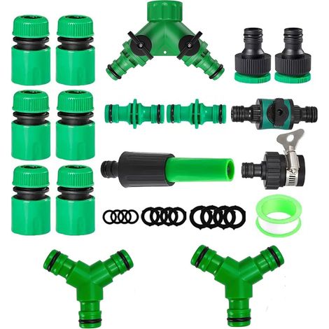 17 Pièces Embout Tuyau Arrosage,Kit de Raccord Tuyau d'Arrosage 1/2 Pouce,Adaptateur Robinet Tuyau Arrosage Jardin,Double Connecteur de Tuyau et,3/4" Connecteur Nez de Robinet (1/5)
