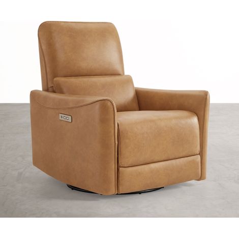 Fauteuil relax électrique pivotant 270° – USB/Type-C, en tissu,dossier 135°, charge 159 kg-Marron (1/5)