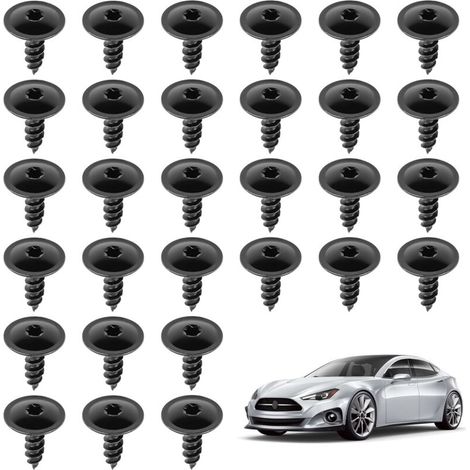 Lot de 30 boulons de retenue de boulons de couvercle de moteur de voiture - Vis Torx - Clips de doublure de garde-boue de voiture - Vis de protection intérieure pour passage de roue - Vis de (1/5)