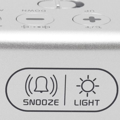 Digitaler LED-Wecker mit Thermometer und Schlummerfunktion, USB-Ladefunktion, Dekoration für Schlafzimmer oder Büro, silberfarben (1/5)