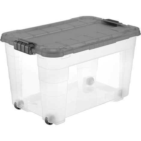Tontarelli Aufbewahrungsbox XL mit Rollen inkl. Deckel 60L transparent Kunststoff Kiste