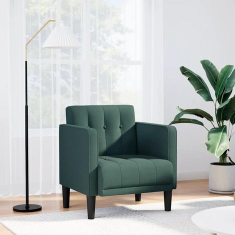 vidaXL Fauteuil canapé avec accoudoirs tissu vert foncé 53 cm
