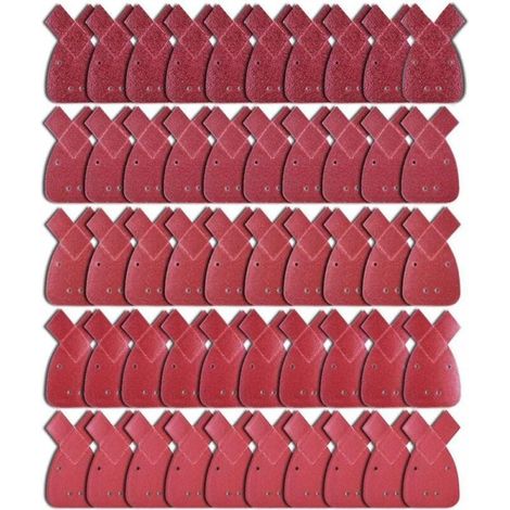 Lntyq 50 Pièces Feuilles Abrasives Feuille de Ponçage 10 X Grains 40/60/ 80/120/ 240 Papier Abrasif Triangles de Ponçage Fit Black and Decker Detail Palm Sander (1/4)
