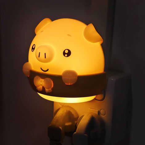 Veilleuse rechargeable 2,5 W avec télécommande, douille lumineuse de chevet, lampe de table pour l'allaitement, veilleuse avec protection des yeux, design en forme de cochon, modèle rechargeable avec (1/5)
