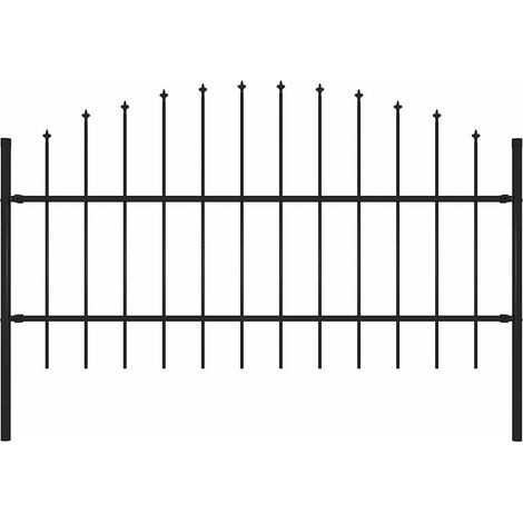 Garden Fence with Spear Top Steel 181x100 cm Black vidaXL (1/4)
