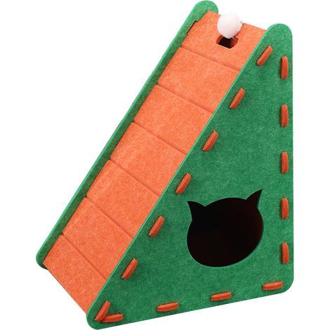 Dreieckiger Kratzbaum aus Pappe und Filz – Stabil, schützt Möbel, bietet Bewegung, Ruhe und Training für Katzen (1/5)