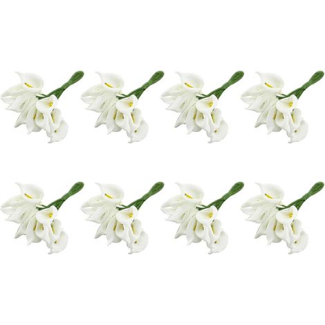 Bouquet de 96 mini callas artificielles blanches pour décoration de mariage, couronne à faire soi-même, cadeau (1/5)