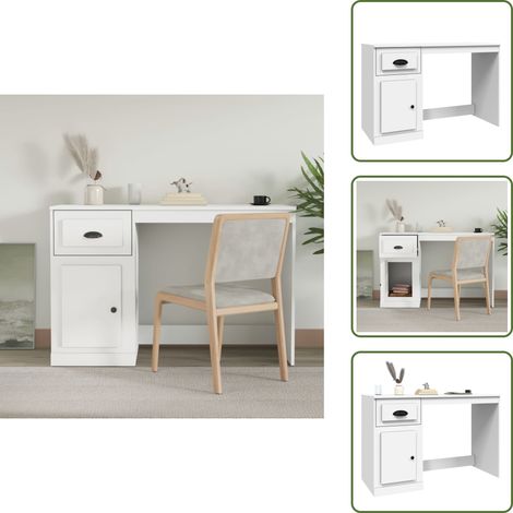 Bureau avec tiroir blanc 115x50x75 cm bois d'ingénierie - Bureau - Meuble De Bureau - Bureau D'étude - Bureau Informatique - Meuble Design (1/5)