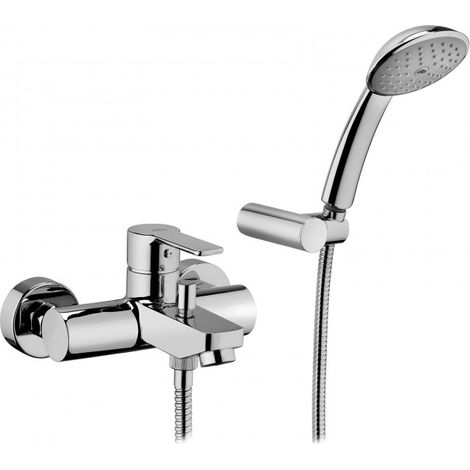 Mezclador externo para bañera con soporte articulado a pared y flexible cromado - Paffoni Red (1/5)