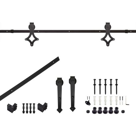 SWANEW Sistema di porte scorrevoli Sistema di porte scorrevoli Ferramenta per porte Guida per porte Maniglia per porte in legno-Diamond-200cm (1/5)