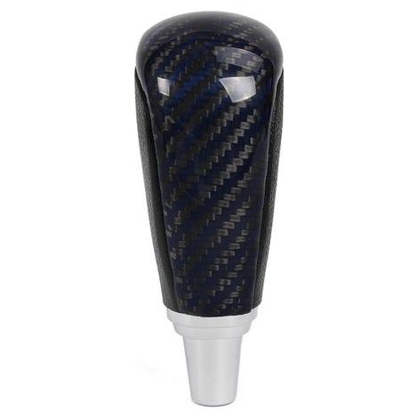 Pièces de modification automobile adaptées aux Toyota Highlander, Camry et RAV4 : pommeau de levier de vitesse en fibre de carbone - bleu-noir (carbone véritable). (1/4)