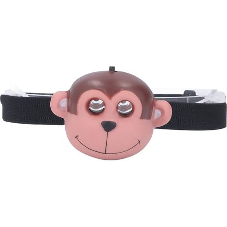 Kinderstirnlampe mit Affenmotiv, 2 Leuchtmodi, batteriebetrieben, leichte LED-Kunststofflampe für Outdoor-Sportarten (1/5)