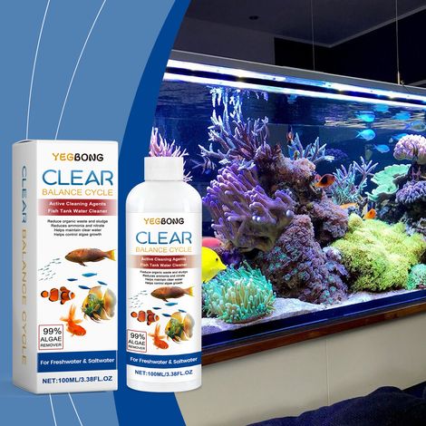 Clarifiant pour eau d'aquarium - Nettoie les taches et les dépôts, clarifie l'eau et contrôle la prolifération des algues - 100 ml (1/5)