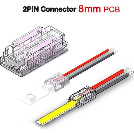 Connettore Rapido per LED COB e SMD Monocolore a 2 pin da Striscia a Cavo  8mm