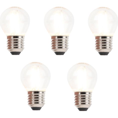 Set of 5 E27 Dimmable LED Filament Globe Bulbs 3W 250lm 2700K (1/4)