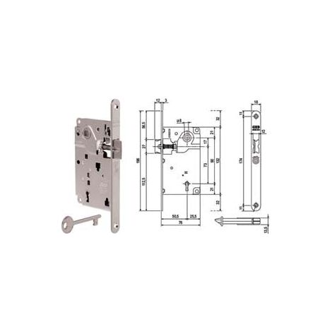 Loquet central Compass Lock uniquement bord rond chrome mat - bord chromé mat 50 mm (1010.50.34)
